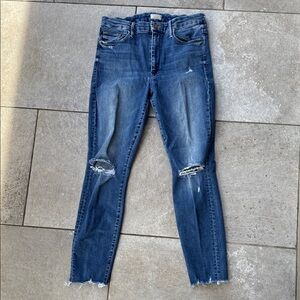 MOTHER Distressed Skinny Jeans in Blue